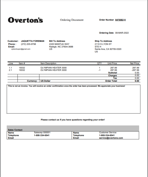 return invoice