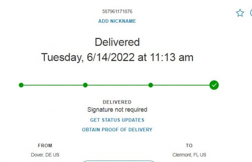 Proof of delivery for Melody Ostrom