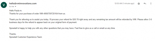 Proof of Refund VMinnovations Sherri TB VMI14045