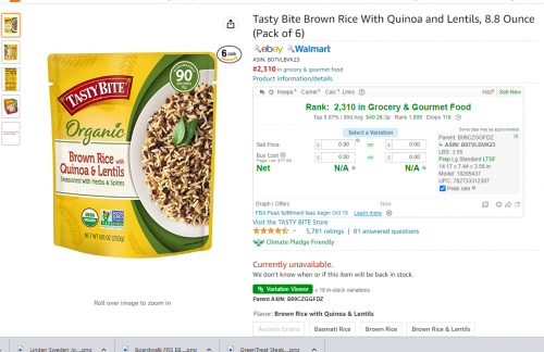 Tasty Bite Brown Rice With Quinoa and Lentils, 8.8 Ounce (Pack of 6)