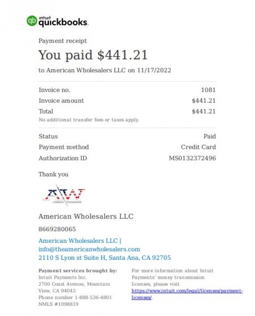 Payment receipt for Luis